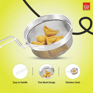 Wholesale S.S Deluxe Deep Fry <b>Strainers</b> Stainless Steel Fry Baskets With Handle Deep Fryer Skimmer for Kitchen - Product Image 4