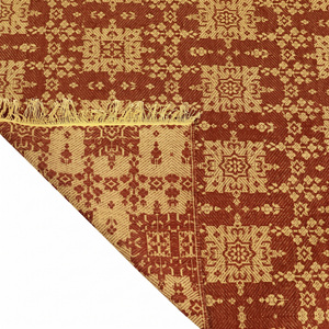 Tapis en laine à motifs géométriques orange rouille et moutarde, style folk moderne, avec franges, écologique, antidérapant, tufté à la main - Product Image 6