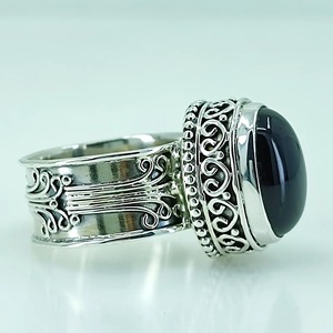Black Onyx <b>Ring</b> 925 Sterling <b>Silver</b> Handmade Boho <b>Statement</b> Promise <b>Ring</b> for Women Natural Oval Black Onyx <b>Ring</b> July Birthstone - Product Image 6