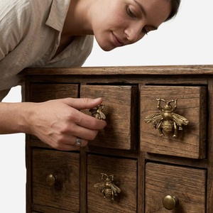 Modern Bee Brass Antique Cast Iron Door Wardrobe <b>Dresser</b> Bathroom Living Room Cabinet <b>Knobs</b> Pull Handle for Kitchen Bedroom - Product Image 2