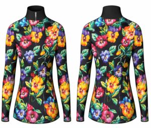 Custom Logo Women's Ski Shirts Tops Lightweight Breathable Eco-Friendly Four-Way Stretch Spandex/Polyester Mesh Thumbholes Plus - Product Image 1