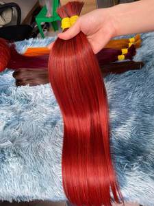 Mechones de Cabello de Color Rojo # Cabello Humano Liso Rojo 100% Virgen Vietnamita en Trama, Sedoso y Suave, Venta al Por Mayor - Product Image 2
