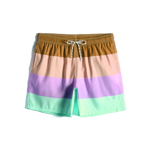 Summer <b>Men's</b> Casual Breathable Knitted Swimwear Shorts 100% Cotton Elastic Waist Quick Dry Beach Swim <b>Trunks</b> with Zipper Pockets - Product Image 4