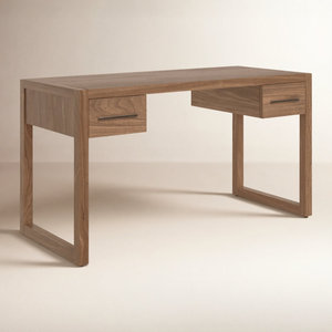 Solid <b>Wood</b> Writing <b>Desk</b> <b>with</b> Two <b>Drawers</b> Modern Wooden Office <b>Desk</b> Minimalist Study Table for Home Office Furniture - Product Image 2