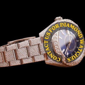 Nouvelle montre tendance pour homme, design élégant, or blanc, moissanite, cadran bleu foncé, chronographe à quartz, échelle graduée, pour mariage et soirée - Product Image 4