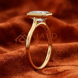 Luxury Emerald Cut Moissanite <b>Ring</b> for <b>Women</b> Gold Tone Bezel <b>Set</b> Engagement Jewelry Elegant Gift USA - Product Image 3