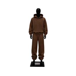 Brown Oversized Tracksuit Unisex Plain Pullover Hoodie Jogger Pants Set Loose Fit Casual Streetwear <b>Winter</b> Lounge <b>Wear</b> Casual - Product Image 1