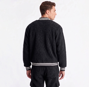 Veste universitaire Sherpa personnalisée en gros, veste bomber en polaire douce pour hommes et femmes, veste Teddy chaude d'hiver, fabricant OEM ODM - Product Image 4