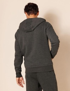 Sweat-shirt à capuche zippé gris foncé pour homme, coupe classique, décontracté, pour l'automne, en tissu French Terry, avec poches. - Product Image 2