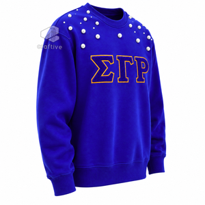 เสื้อสเวตเชิ้ตประดับมุกสำหรับผู้หญิง Sigma Gamma Rho ปักตัวอักษรกรีก คอกลม แขนยาว สไตล์ลำลอง เสื้อพูลโอเวอร์สำหรับชมรมนักศึกษา - Product Image 2