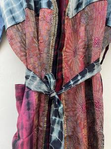 Chiffon <b>Bath</b> Robe Women's Tie Dye Floral V-neck Full Length High Quality Soft Smooth Breathable Summer Machine Embroidery - Product Image 4