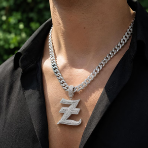 Hip Hop Men's 925 Silver Rhodium Plated Moissanite Diamond Letter Pendant Micro Pave Baguette Cut Themed Charm Everyday Wear - Product Image 2