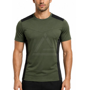 T-shirts de sport ajustés pour hommes, manches courtes, col rond, respirants, extensibles, vêtements de fitness et d'entraînement - Product Image 3