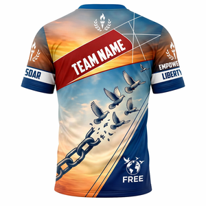Camiseta Sublimada Personalizada para Hombre | Camiseta de Poliéster con Estampado Completo |   Diseño Motivacional de Libertad |   Ropa Deportiva y Urbana Estilo Europeo - Product Image 3