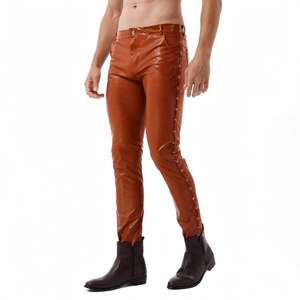 Pantalon décontracté pour homme en coton et lin, taille mi-haute, coupe large, personnalisé, de haute qualité, écologique, respirant, poids moyen, brodé, à devant plat - Product Image 5