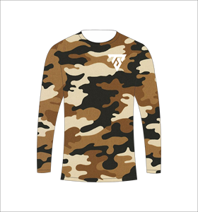 mens custom sublimation brown camo long sleeve t shirt hunting fishing <b>athletic</b> sports training shirt - Product Image 2