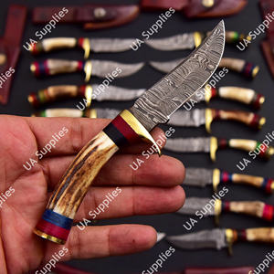 ขายส่ง OEM/ODM มีดทำมือ DIY ด้ามไม้แพคก้า หุ้มทองเหลือง ใบมีดเหล็กดามัสกัส ปลายหยดน้ำ ปรับแต่งได้ ใช้ในชีวิตประจำวัน ตั้งแคมป์ ล่าสัตว์ - Product Image 3