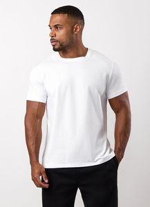 T-shirt blanc en coton 100% 220g, logo brodé personnalisé en gros, épaules tombantes, t-shirt uni surdimensionné pour homme - Product Image 3