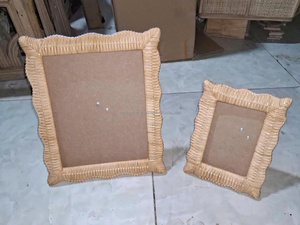 Modern <b>Rounded</b> Rattan UV Printed Photo <b>Frame</b> Set Minimalist Handwoven Eco-Friendly Durable Decorative Art Display Home Decor - Product Image 5