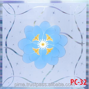Plaques de plafond décoratives en PVC brillant, motif floral géométrique artistique, imperméables, à poser, revêtement filmé - Product Image 5