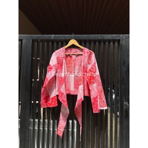 Blusa Cruzada de Algodón con Estampado Paisley Rosa para Mujer, Cuello en V, Manga Kimono, Corte Holgado, Estilo Bohemio, Primavera-Verano - Product Image 2
