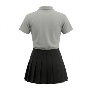 Polo de manga corta para mujer con falda plisada, conjunto de pickleball con logo personalizado, transpirable, de secado rápido, para todas las temporadas. - Product Image 2
