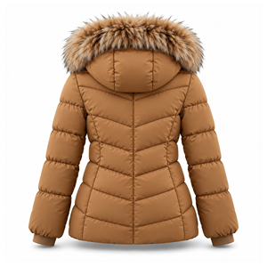 Women's Camel Fur Hooded Puffer Jacket Winter Warm Quilted Parka Slim Fit Custom Logo OEM Wholesale Fashion Outdoor <b>Bubble</b> <b>Coat</b> - Product Image 3