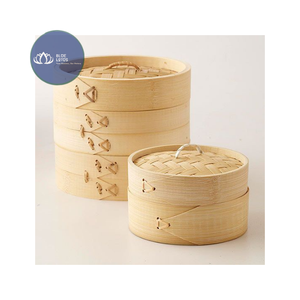 ตะกร้านึ่งไม้ไผ่ 2 ชั้น ฝาปิดกระจก ขายดี - Product Image 1