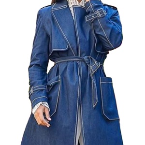 Vestes en jean pour femmes Veste de haute qualité Blue Denim Pearl Beaded Sleeve Vintage Casual Fashion - Product Image 1