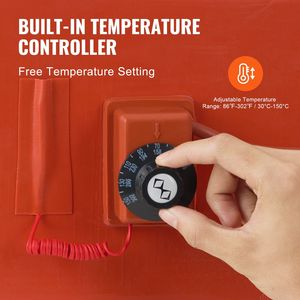 Chauffe-tambour métallique 1200 W, bande chauffante pour seaux de 5 pouces de large, pour fûts de 55 gallons, thermostat réglable 86-302F, équipement de chauffage haute performance - Product Image 4