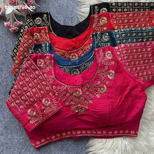 Fournisseur de blouses en soie fantôme de qualité supérieure avec broderie de sequins, prêtes à porter et à manches rembourrées, de Surat - Product Image 5