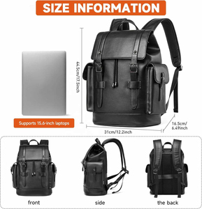 Custom Genuine Leather Business Outdoor Bag Custom Logio Travel <b>Roll</b> Top <b>Backpack</b> Bag Custom Traveling Bag - Product Image 3