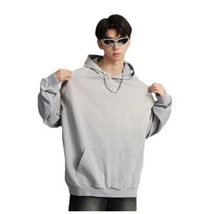 Wholesale Custom Front Logo Distressed Acid Washed Oversized Pullover Hoodie for Men Eco-Friendly Fleece Fabric Pocket Design - Product Image 3