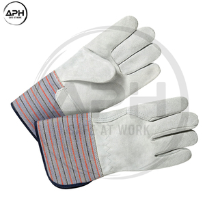 Guantes de Trabajo de Cuero Resistentes, Reforzados en la Palma, con Puño de Lona, para Uso General, Construcción, Manipulación de Materiales Industriales - Product Image 4