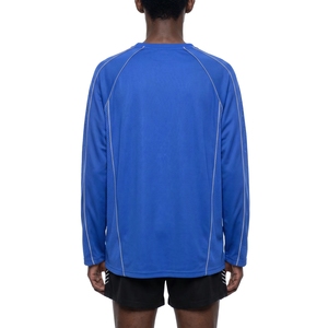 Men Royal Blue Long Sleeve Crew Neck Mesh Panel Running Training <b>Top</b> <b>Raglan</b> Sleeve Sports Wholesale Tee - Product Image 5
