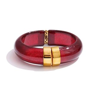 Chic Epoxy Resin Brass Bangle <b>Stack</b> With Polish Finished for Women Daily Wear Party Festive Boho Fashion Jewelry <b>Bracelet</b> Cuff - Product Image 1