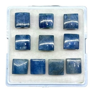 Zafiro azul natural de 9 mm, cabujón cuadrado perforado, zafiro sin tratar, piedras preciosas sueltas para la fabricación de joyas, suministro al por mayor. - Product Image 6