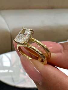 Gorgeous Lab Grown 5.01CT VS1 Radiant Cut Diamond Dual Band Ring For Women's 18K Solid Gold Wedding Party Gift For <b>Girlfriends</b> - Product Image 6