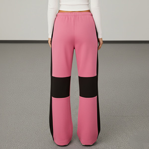 <b>Pink</b> <b>Men's</b> Mid Waist Flare Joggers Black Side Stripes Flame Logo Heat Transfer Printed Loose Fit Winter 100% Cotton - Product Image 2