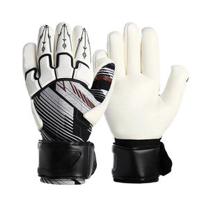 Gants de gardien de but de football en cuir d'agneau véritable, PU, à doigts entiers, antidérapants, respirants, avec silicone imprimé, sangle de poignet réglable - Product Image 6