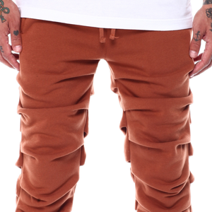 Men's Rust <b>Brown</b> Sweatpants Elastic Waist Drawstring Casual <b>Joggers</b> 100% Cotton Midweight Knitted Fabric Autumn Wear - Product Image 2