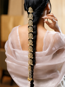 Chaîne de cheveux de mariée élégante plaquée or réglable avec embellissement en strass pour mariage, accessoire de bijoux pour tresses de femmes - Product Image 1