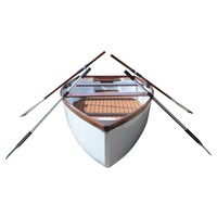 Perahu Karet OMH K232 11.5 kaki Ramah Lingkungan Berbahan Komposit Kayu Putih dengan Aksen Kayu Jati, Ringan, Tahan Lama, untuk Memancing dan Mendayung