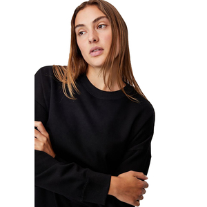 Unisex Plain <b>Black</b> Oversized Cotton Breathable Fleece <b>Sweatshirt</b> Women's Hoodie Embroidered Autumn Design ODM Embossed Solid - Product Image 4
