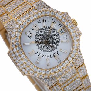 Reloj de Lujo con Diamantes, Analógico de Cuarzo, Caja Plateada con Moissanita, Cristal de Zafiro, Cierre Oculto, Correa de 28mm para Hombre, 24cm, Movimiento ETA, 10m - Product Image 4