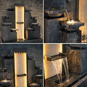 Fuente de agua de mármol montada en la pared de 5 y 6 pies, decoración exterior personalizada, moderna, grande, hecha a mano, fuente de cascada tallada en la pared. - Product Image 2