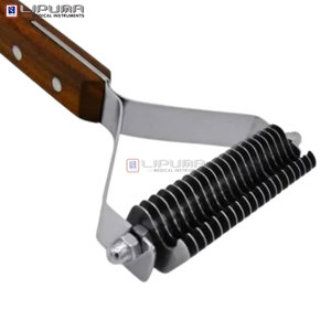 Rastrillo Quita Pelo de 20 Cuchillas para Mascotas, Herramienta de Aseo para Perros y Gatos, Peine Desenredante de 7.5 Pulgadas con Mango de Madera, Instrumentos Quirúrgicos - Product Image 6