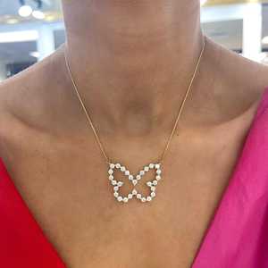 Colliers pendentifs papillon en diamant, or massif 14K 18K, solitaire, pour superposition, bijoux de luxe, minimalistes, ronds, diamants de laboratoire, fabricant - Product Image 3