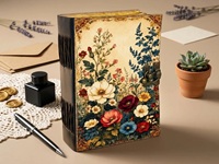Grand Grimoire en Cuir Style Héritage, Journal en Cuir à Couverture Souple, Livre de Sortilèges Célestes et Floraux pour Aquarelle, Ombres, 400 Pages, Cadeau