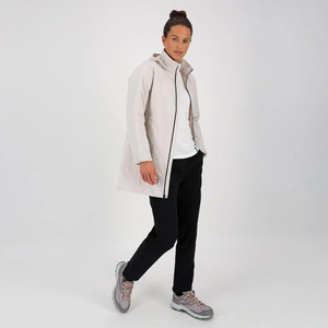 Women's Long Hooded Waterproof <b>Jacket</b> Full Sleeve Polyester Wadding Winter Coat Minimalist Style Solid Color Zipper Closure - Product Image 4